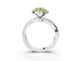 Platinum Fancy Yellow Round Cut Diamond Halo Ring with Round Split Shank and Prong Setting_15