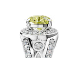 Platinum Fancy Yellow Round Cut Diamond Halo Ring with Split Shank and Bezel Accents and Four-Prong Setting_11