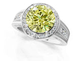Platinum Fancy Yellow Round Cut Diamond Halo Ring with Split Shank and Bezel Accents and Prong Setting_13