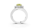 Platinum Fancy Yellow Round Cut Diamond Milgrain Halo Engagement Ring with Round Pavé Band and Prong Setting_15