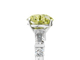 Platinum Fancy Yellow Round  Cut Diamond Ring with Baguette Side Stones, Channel Set Band, and Four-Prong Setting_29