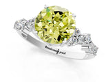 Platinum Fancy Yellow Round Cut Diamond Scattered Round Accent Ring with Prong Setting_13