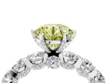 Platinum Fancy Yellow Round Cut Diamond Side Stone Engagement Ring with Four-Prong Setting_42