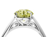 Platinum Fancy Yellow Round Cut Diamond Solitaire Engagement Ring with Cathedral Setting and Four-Prong Mount_16