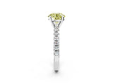Platinum Fancy Yellow Round Cut Diamond Solitaire Pavé Engagement Ring with Round Band and Prong Setting_2