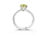 Platinum Fancy Yellow Round Cut Diamond Solitaire Pavé Engagement Ring with Round Band and Prong Setting_3