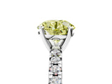 Platinum Fancy Yellow Round Cut Diamond Solitaire Pavé Engagement Ring with Round Band and Prong Setting_5