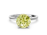 Platinum Fancy Yellow Round Cut Diamond Solitaire Ring with Classic Band and Four-Prong Setting_12