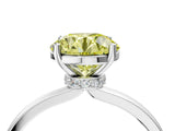 Platinum Fancy Yellow Round Cut Diamond Solitaire Ring with Classic Band and Four-Prong Setting_16