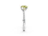 Platinum Fancy Yellow Round Cut Diamond Solitaire Ring with Pavé Band and Prong Setting_14