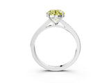 Platinum Fancy Yellow Round Cut Diamond Solitaire Ring with Pavé Band and Prong Setting_15