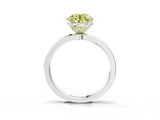 Platinum Fancy Yellow Round Cut Diamond Solitaire Ring with Thin Band and Prong Setting_3
