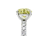 Platinum Fancy Yellow Round  Cut Diamond Solitaire with Pave Band and Four-Prong Setting 1