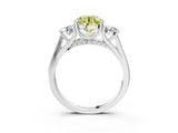 Platinum Fancy Yellow Round Cut Diamond Three-Stone Engagement Ring with Prong Setting and Pavé Band_15