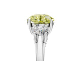 Platinum Fancy Yellow Round Cut Diamond Three-Stone Engagement Ring with Prong Setting and Pavé Band_17