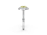 Platinum Fancy Yellow Round Cut Halo Bezel Diamond Pave Band Ring_8