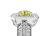 Platinum Fancy Yellow Round Cut Halo Diamond Engagement Ring with Pave Split Shank and Four-Prong Setting_41
