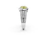 Platinum Fancy Yellow Round Cut Halo Diamond Split Shank Ring with Prong Setting_32