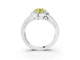 Platinum Fancy Yellow Round Cut Halo Diamond Split Shank Ring with Prong Setting_33