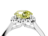 Platinum Fancy Yellow Round Cut Halo Round Diamond Solitaire Ring with Pavé Band and Four-Prong Setting_28