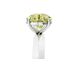 Platinum Fancy Yellow Round  Cut Solitaire Engagement Ring with Flat Band and Four-Prong Setting 5