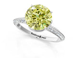 Platinum Fancy Yellow Round Cut Solitaire Split Shank Pave Diamond Engagement Ring with Four-Prong Setting_31