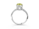 Platinum Fancy Yellow Round Cut Solitaire Split Shank Pave Diamond Engagement Ring with Four-Prong Setting_33