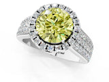 Platinum Fancy Yellow Round  Halo Round Diamond Pave Band with Prong Setting 1