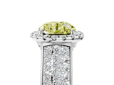 Platinum Fancy Yellow Round  Halo Round Diamond Pave Band with Prong Setting 5