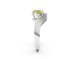 Platinum Fancy Yellow Round  Solitaire Diamond Engagement Ring with Pave Band and Four-Prong Setting 3