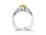 Platinum Fancy Yellow Round  Solitaire Diamond Engagement Ring with Pave Band and Four-Prong Setting 4