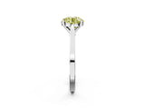 Platinum Fancy Yellow Round  Solitaire Diamond Ring with Four-Prong Setting and Tapered Band 3