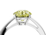 Platinum Fancy Yellow Round  Solitaire Diamond Ring with Split Shank and Four-Prong Setting_16
