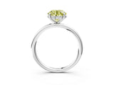 Platinum Fancy Yellow Round  Solitaire Diamond Ring with a Classic Band and Four-Prong Setting 4
