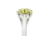 Platinum Fancy Yellow Round  Solitaire Engagement Ring with Four-Prong Setting and Classic Band