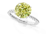 Platinum Fancy Yellow Round  Solitaire Twist Band Ring with Four-Prong Setting_1