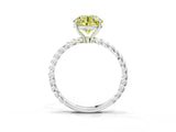 Platinum Fancy Yellow Round  Solitaire Twist Band Ring with Four-Prong Setting_3