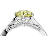 Platinum Fancy Yellow Round  Solitaire Twist Band Six-Prong Setting 4