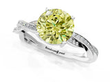 Platinum Fancy Yellow Round  Solitaire Twisted Pave Diamond Ring with Four-Prong Setting_1