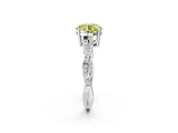 Platinum Fancy Yellow Round  Solitaire Twisted Pave Diamond Ring with Four-Prong Setting_2