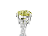Platinum Fancy Yellow Round  Solitaire Twisted Pave Diamond Ring with Four-Prong Setting_5