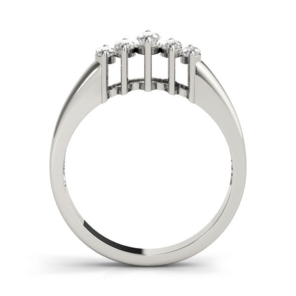 Platinum Five-Stone Marquise Diamond Bar Set White Gold Band 1