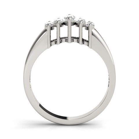 Platinum Five-Stone Marquise Diamond Bar Set White Gold Band 1
