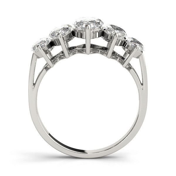 Platinum Five-Stone Marquise Diamond Prong Set White Gold Band 1