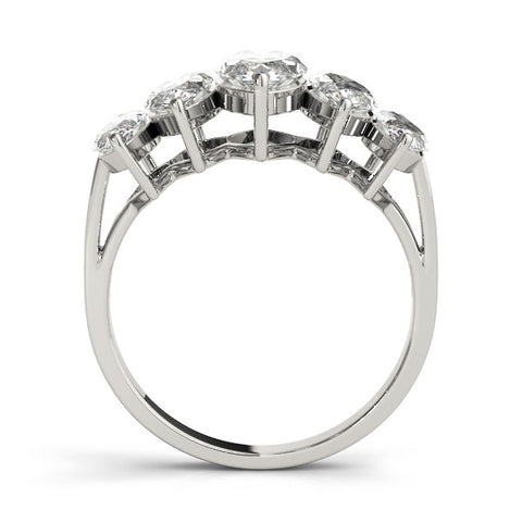 Platinum Five-Stone Marquise Diamond Prong Set White Gold Band 1