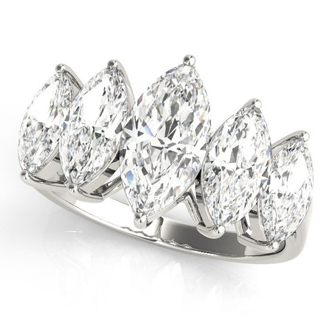 Platinum Five-Stone Marquise Diamond Prong Set White Gold Band