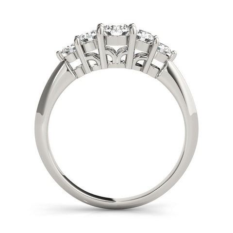 Platinum Five-Stone Round Brilliant Diamond Prong Set White Gold Band 1