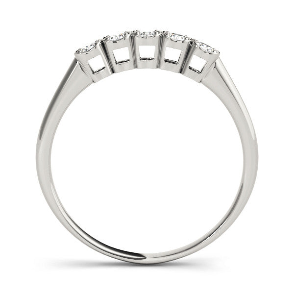 Platinum Five-Stone Round Diamond Bezel Set White Gold Band 1
