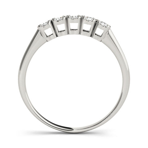Platinum Five-Stone Round Diamond Bezel Set White Gold Band 1
