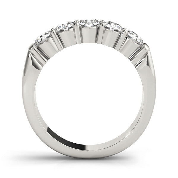 White gold Five-Stone Round Diamond Channel Band with Prong Setting